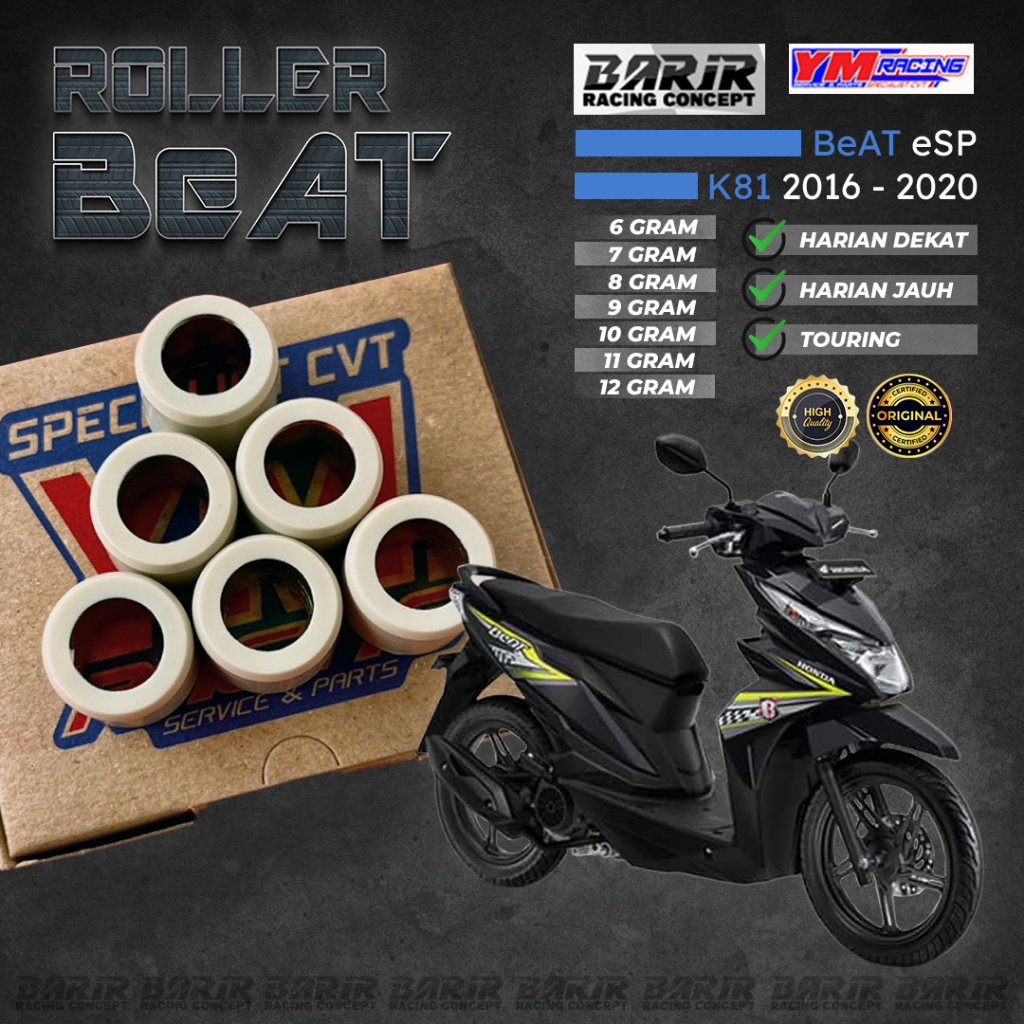ROLLER BeAT eSP K81 2016 - 2020 YM RACING  1 SET (6 pcs) Bisa MIX/Silang 6-12gram 2017 / 2018 / 2019