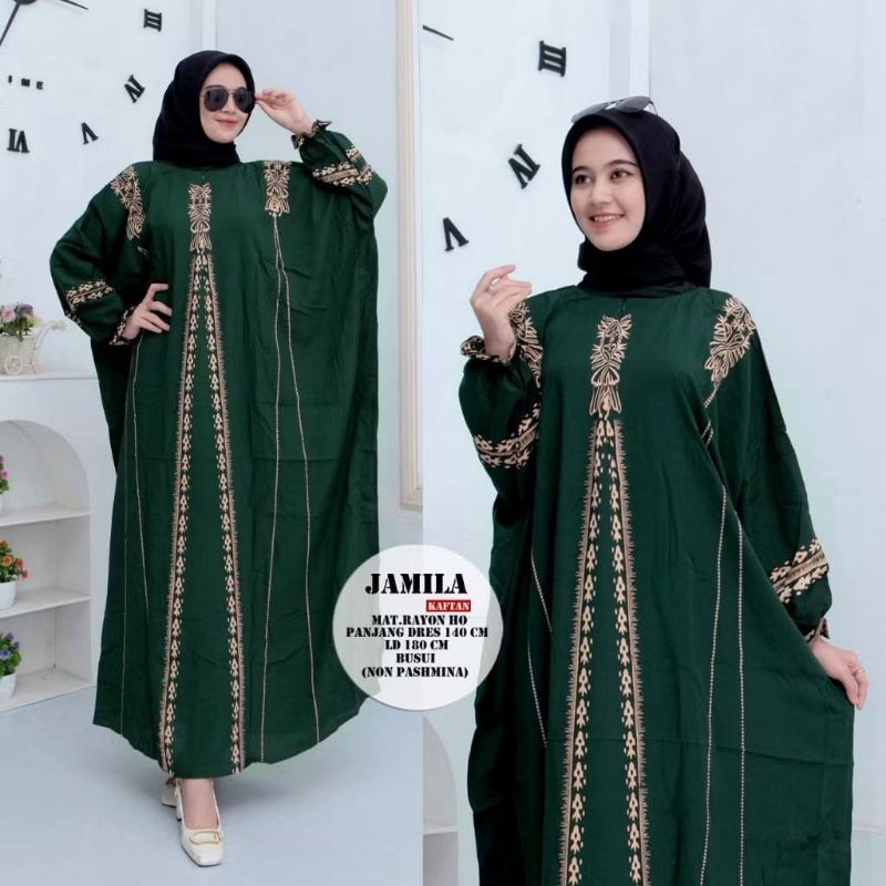EW Kaftan Jamila | Gamis Lebaran Terbaru | Gamis Jumbo Terbaru Bahan Rayon Premium Tebal Dan Adem | 