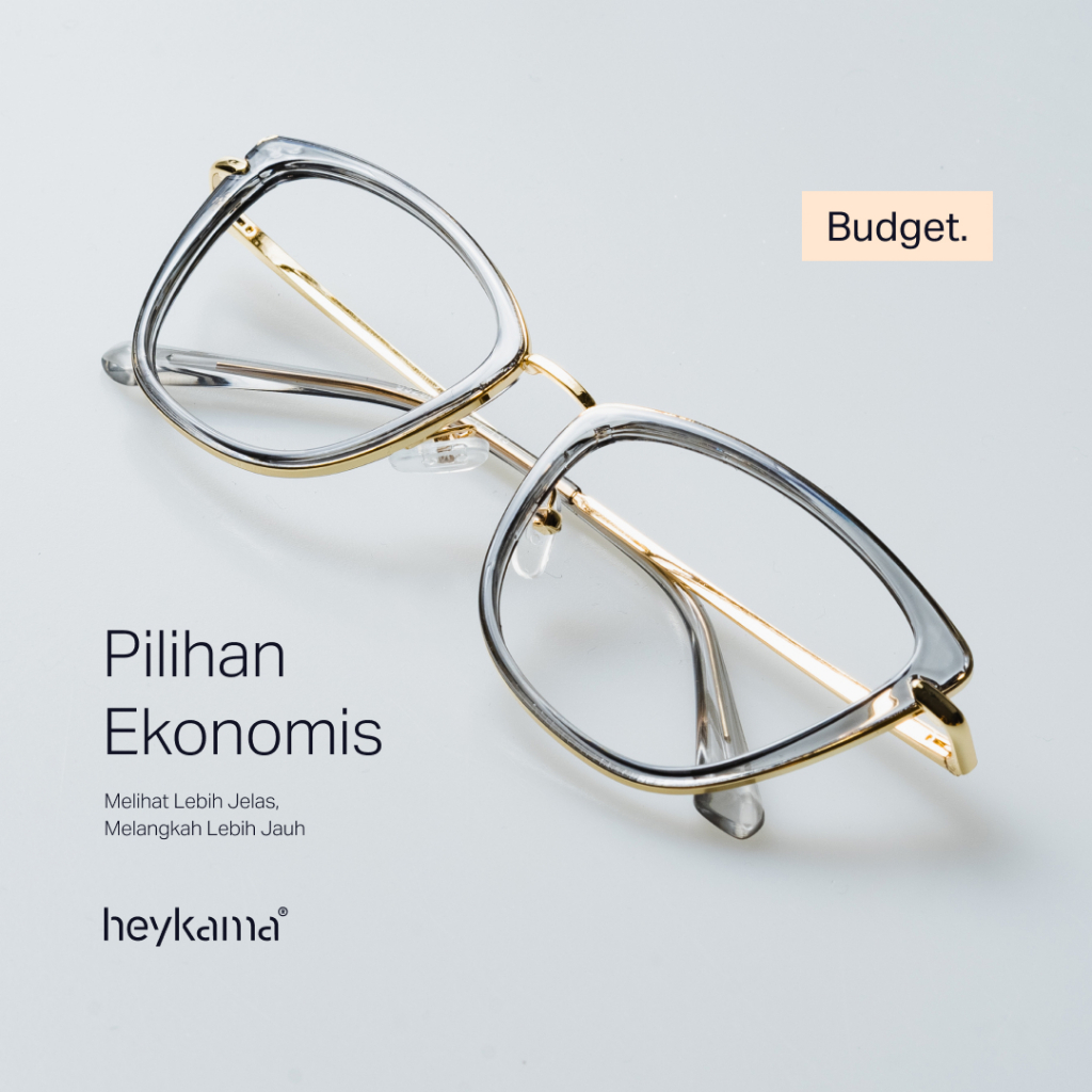Frame Kacamata Cat Eye Semi Kotak Double Rim
