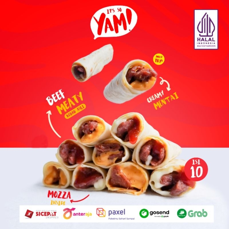 

!PROMO! Kebab Mini Isi 10 Original Yam! Mozarella Creamy Mentai Snack Cemilan Frozen