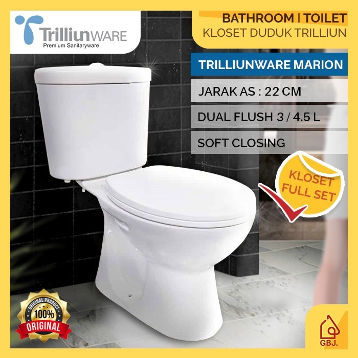 KLOSET DUDUK TRILLIUNWARE MARION AS 22 CM DUAL FLUSH SOFT CLOSING / CLOSET DUDUK MURAH TRILLIUN WARE
