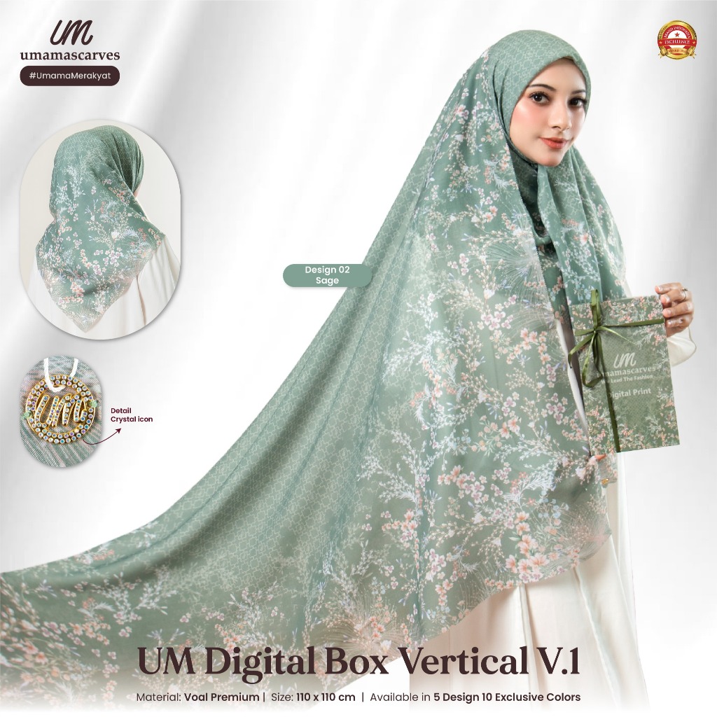 Hijab Box UM VERTICAL Motif Metal Logo (Um) Diamond by Umamascarves