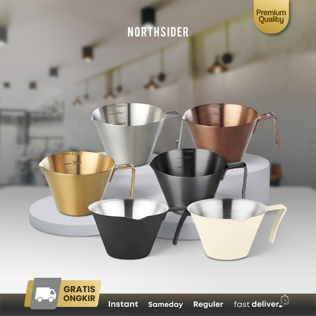 Gelas takar kopi shot glass espresso stainless 304 measuring cup KF054