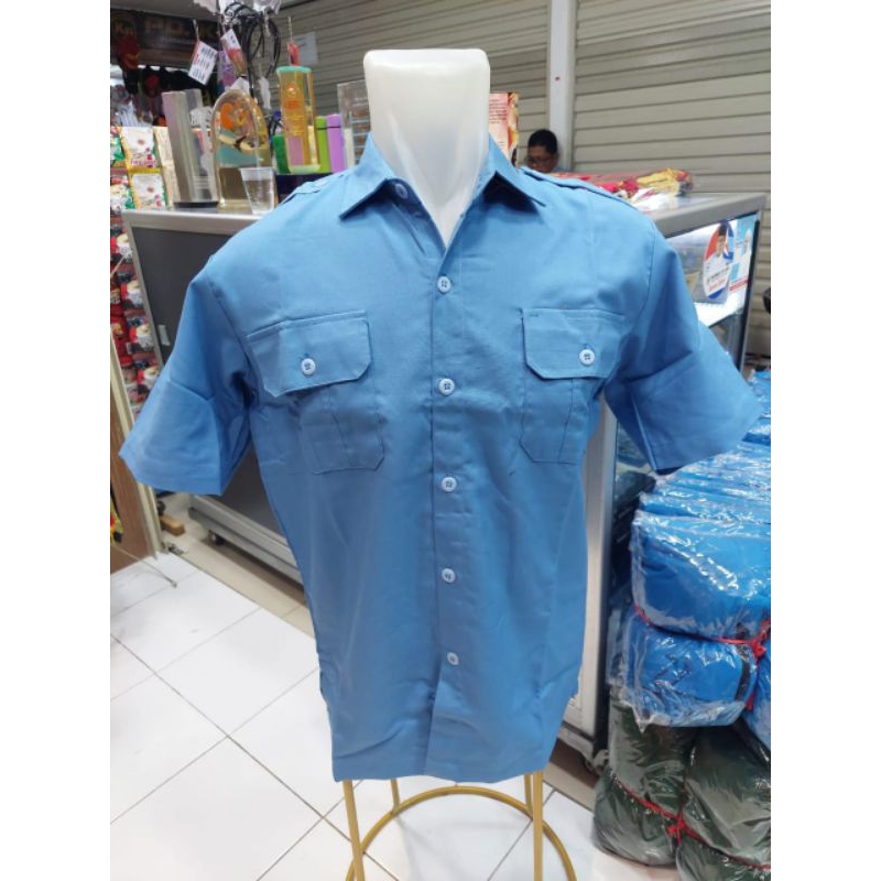 Kemeja pdh biru muda kemeja kerja seragam PDH