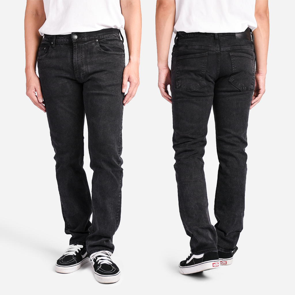 Warning Clothing - Denimes 1.421 Pants | Celana Ice Washed Denim Hitam | Jeans Pria Slimfit Strecth