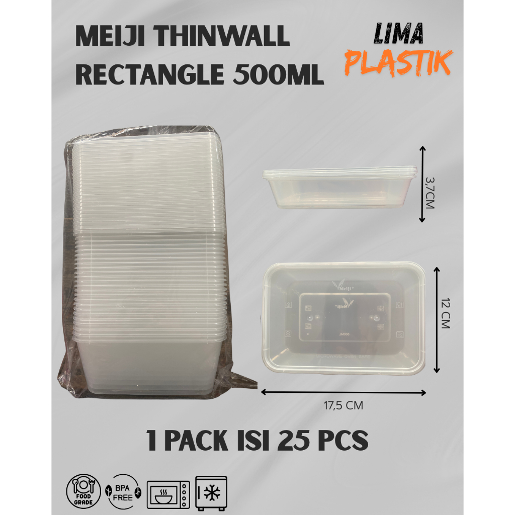 MEIJI THINWALL RECTANGLE / KOTAK MAKANAN PLASTIK / KOTAK SALAD