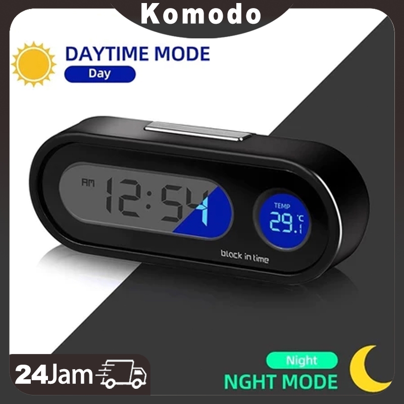 Jam Digital Led Untuk Dashboard Mobil Menyala Backlight Biru Dengan Termometer