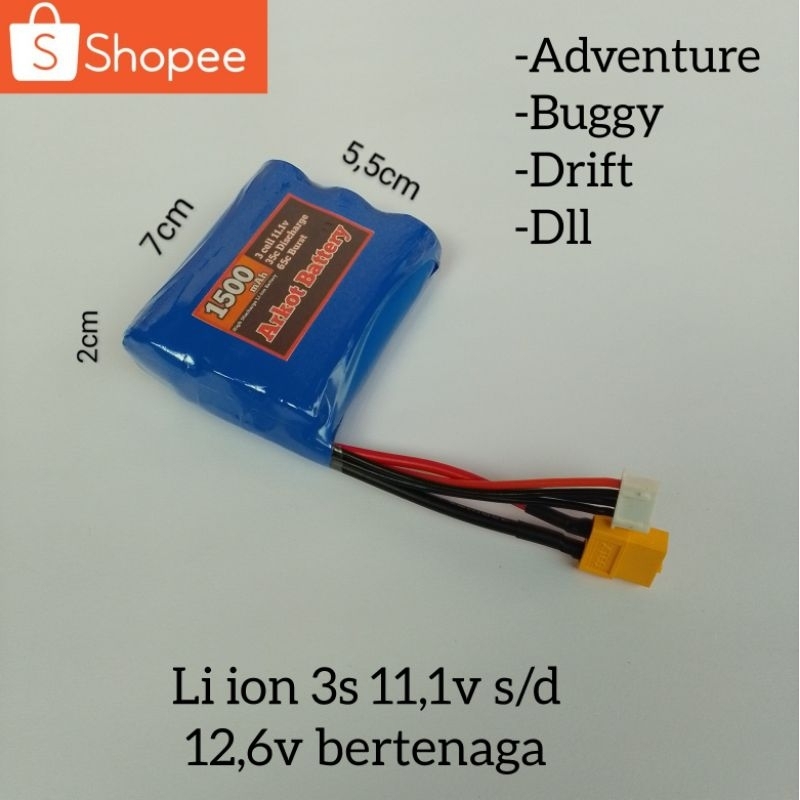 Batre rc adventure batre rc wpl batre rc mn batre Li ion 3s 11.1v 1500 mAh real capacity baterai Lit