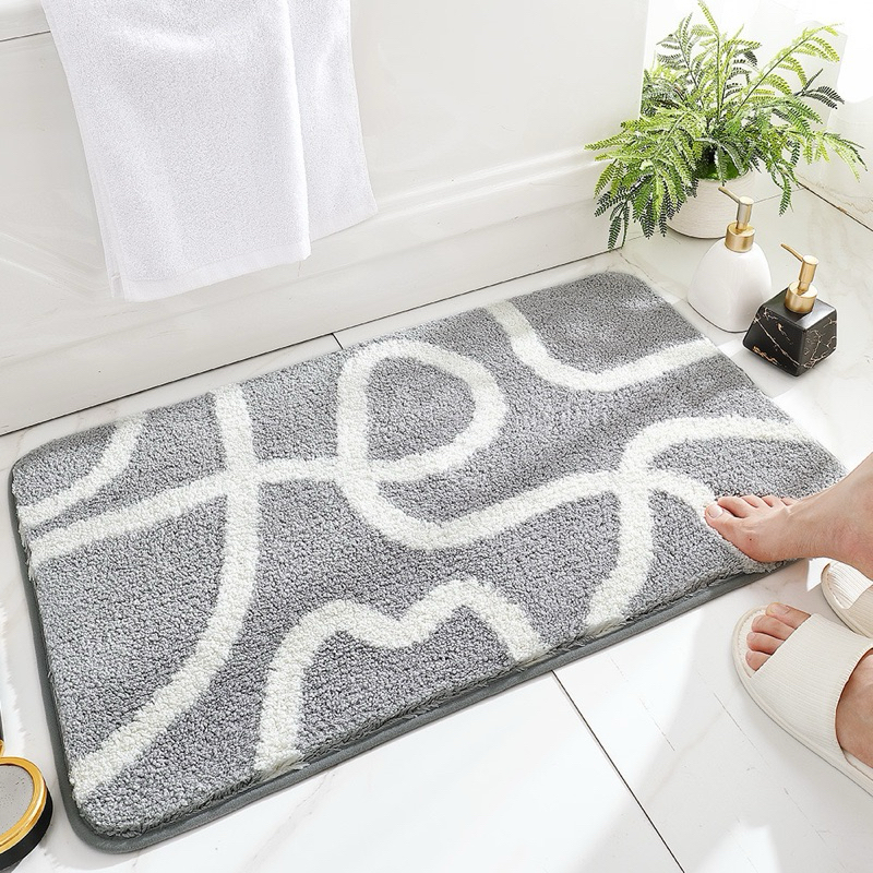 Keset Kaki Premium aesthetic doormat kamar anak dewasa alas lap kaki ruang tamu bulu motif grey este