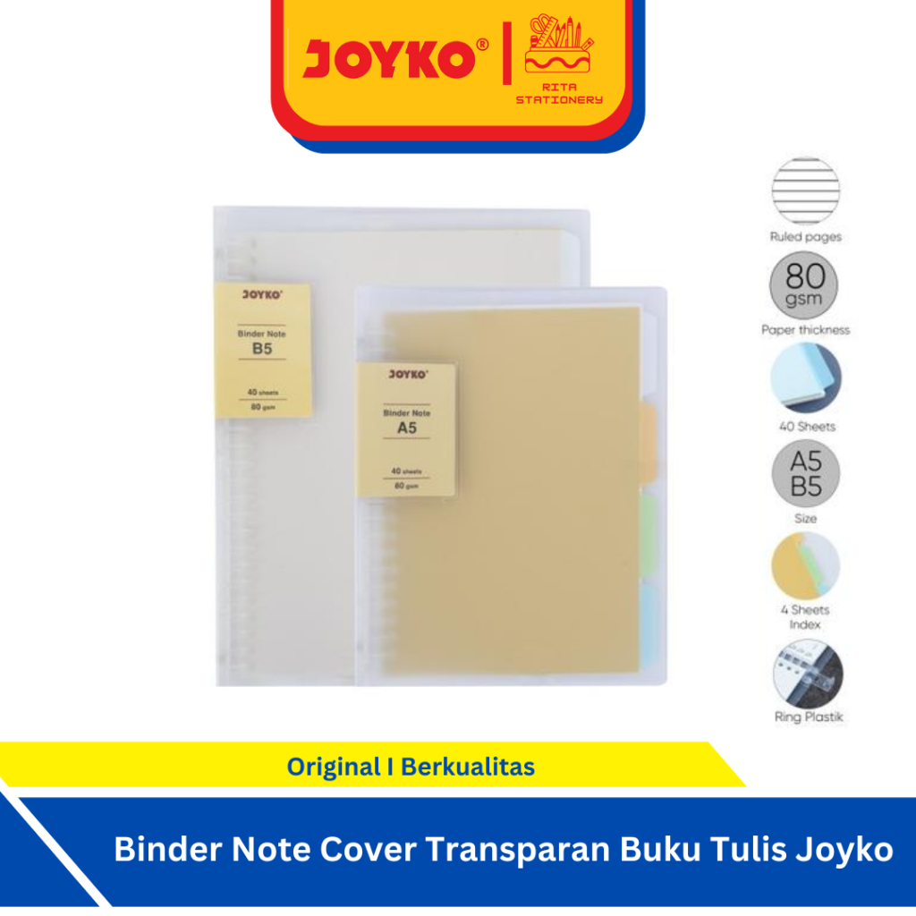 

Binder Note Cover Transparan Buku Tulis Joyko A5 / B5 - A5-TP-P519/ B5-TP-P144 Besar/Kecil