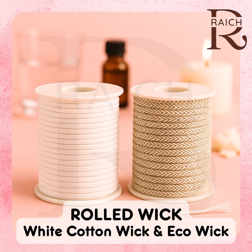 ROLL Eco White Wick Candle Lilin Tali Sumbu Cotton Katun Gulungan Smokeless