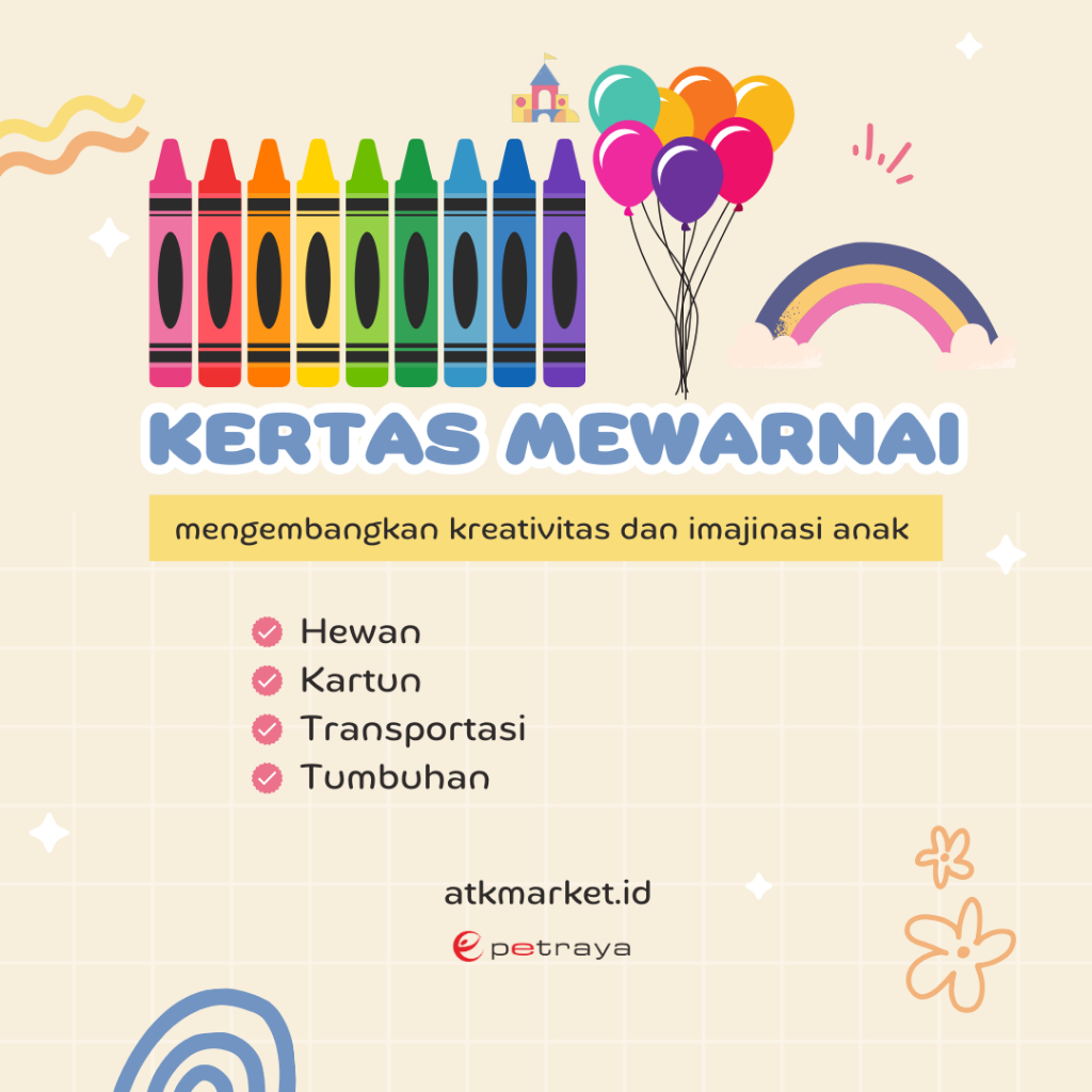 

Kertas Mewarnai Anak PAUD, TK, SD 10 Lembar dan 40 Lembar A5 HVS 80 GR