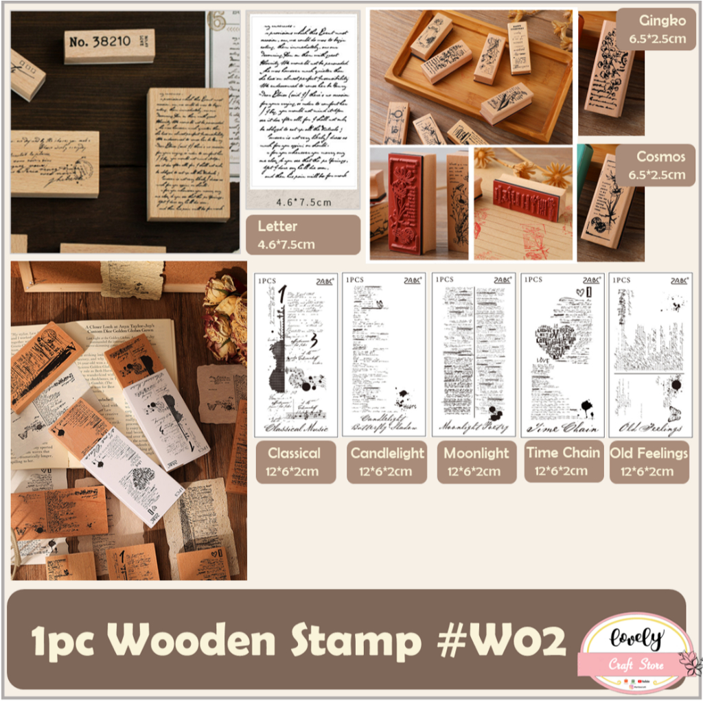

LovelyCraftStore | W02 - 1pc DIY Wooden Rubber Stamp Stempel Kayu Vintage untuk bullet journal, bujo, Journal, Scrapbook, Diary, decoration, mahar diy
