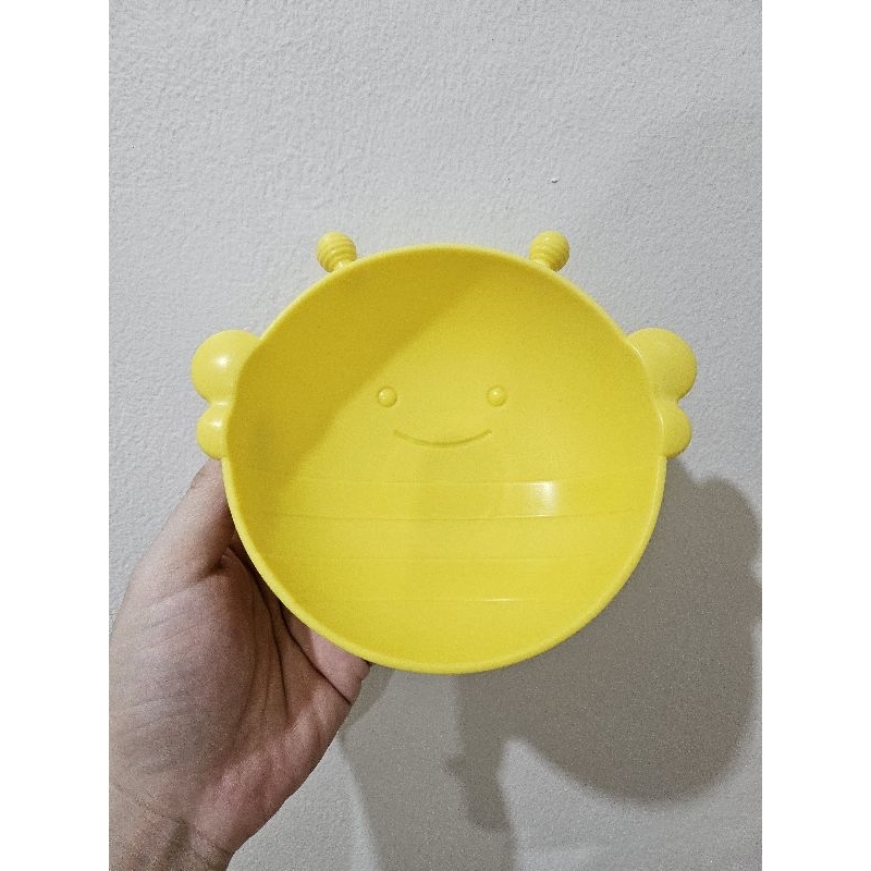 (preloved) Skiphop Bowl Suction Bee Yellow - mangkok tahan panas sampai 70° menempel di meja makan a
