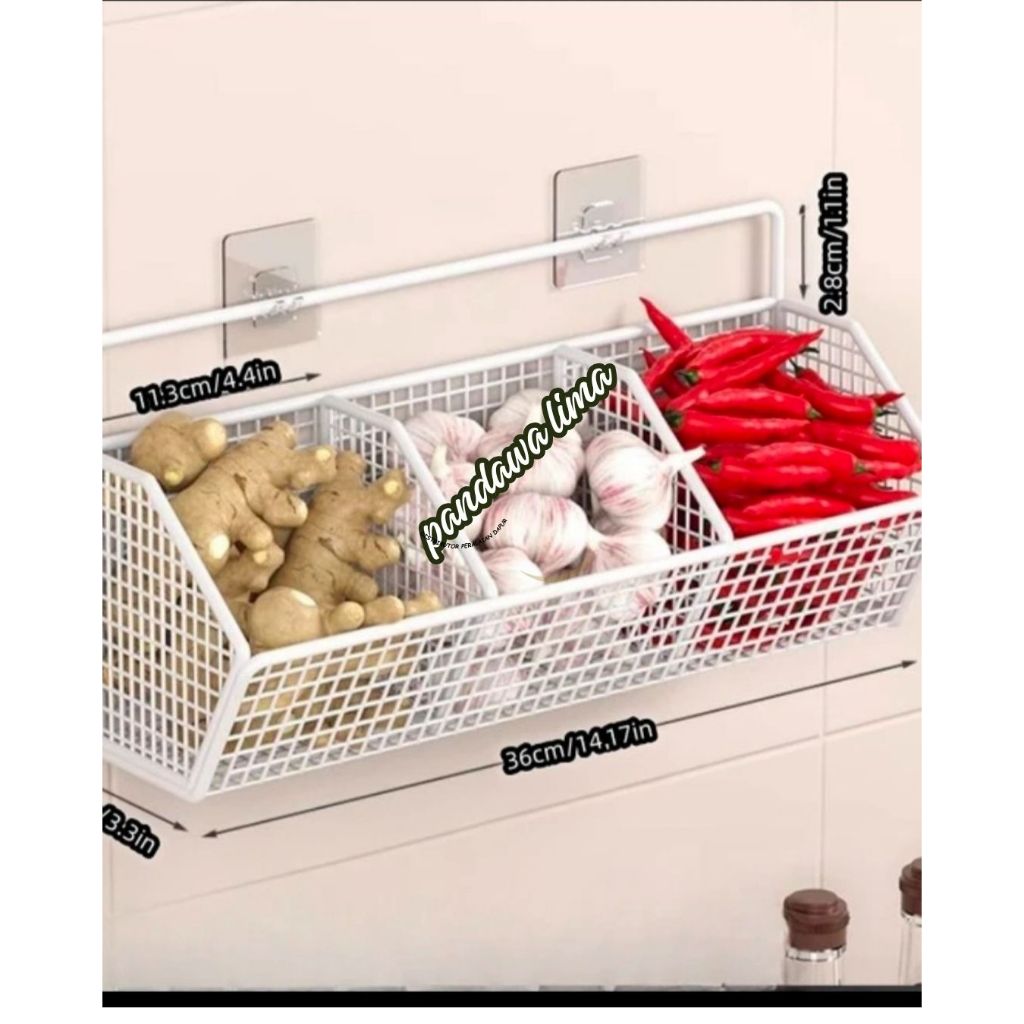 Rak Gantung Dapur Serba Guna Rak bawang dan bumbu dapur Keranjang