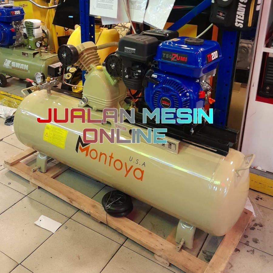 Kompresor 3 hp (pk) montoya + Engine Bensin Tsuzumi TX200