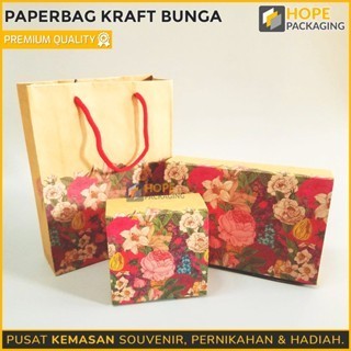 

Paper Bag Kraft Bunga / Souvenir Hadiah / Paper Box Size : 24x 17,8x 6 / Tas Hampers Motif Kraft Flower / Paperbag Hadiah