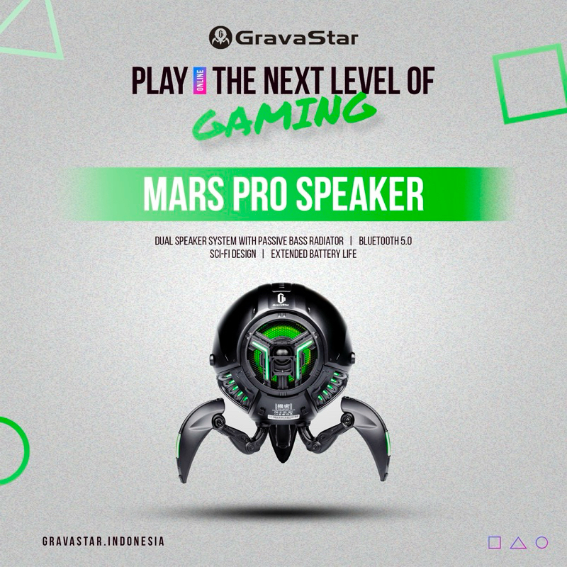 GravaStar Portable Bluetooth Speaker Mars Pro Matte Black