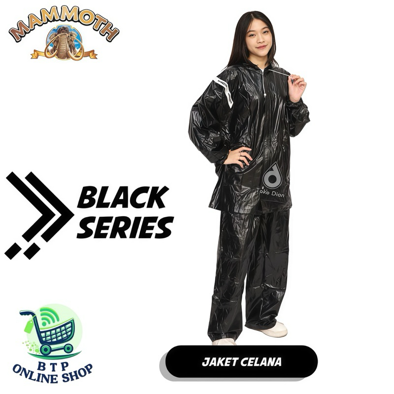 Jas Hujan Setelan Black Mammoth