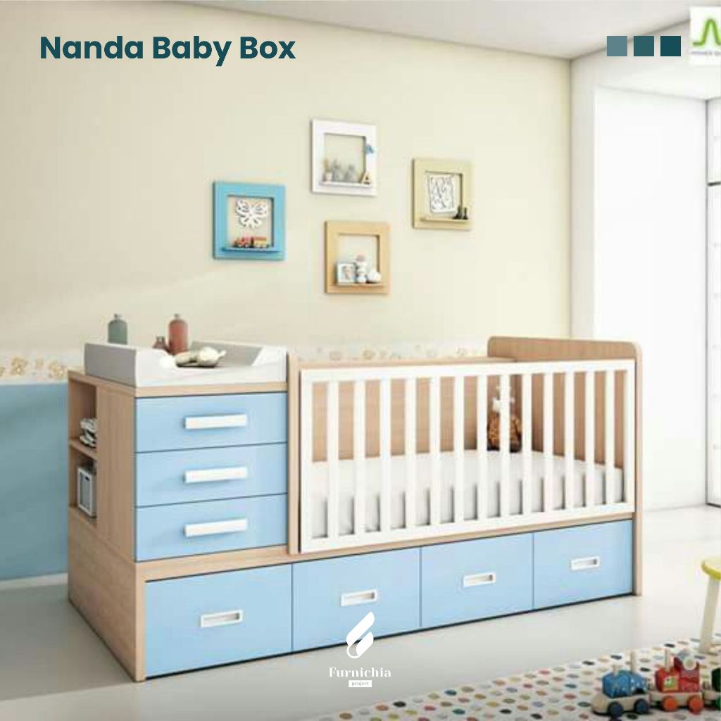 Tempat tidur bayi dan laci, Ranjang bayi minimalis, Box bayi dan laci, Box bayi dan lemari,