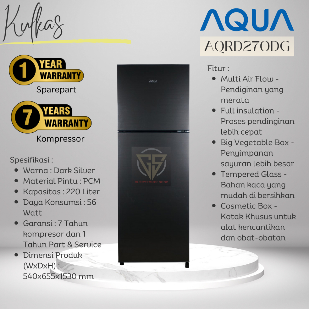 Aqua AQRD270DG Kulkas 2 Pintu
