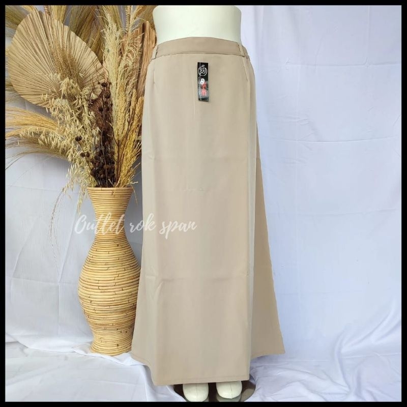 ROK SPAN LINE A CREAM ( Rok guru Rok Sekolah Rok PNS Rok kerja wanita Panjang)