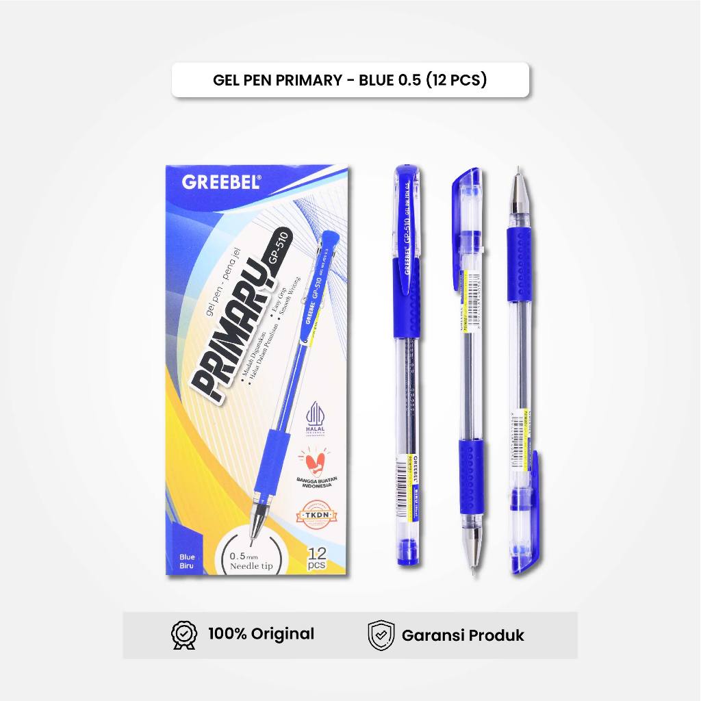 

GREEBEL Gel Pen Pulpen Pena GP-510 Primary Biru 0.5 (12PCS/SET) / Pulpen Gel Murah Grosir