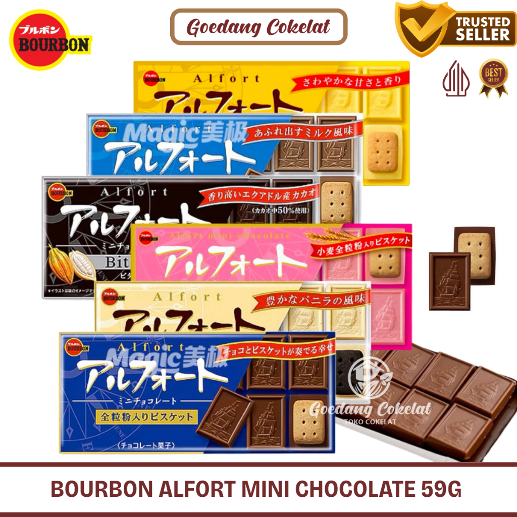 

Bourbon Alfort Mini Chocolate Rich Vanilla White Wheat & Milk Biskuit Coklat Jepang Japan Cemilan Impor 59gr
