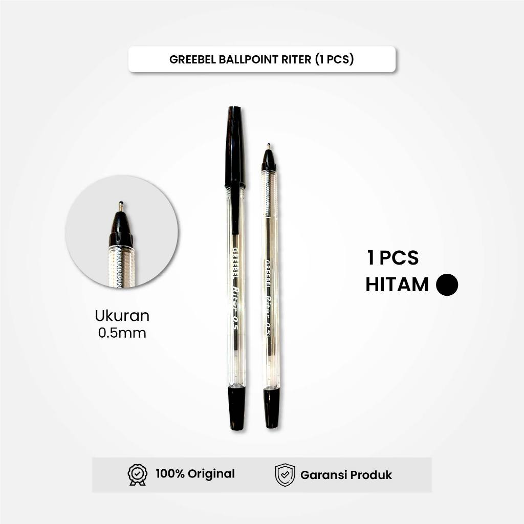 

GREEBEL Pulpen Bolpen Riter Tinta Hitam (PCS) / Bolpen / Bolpoin / Pena