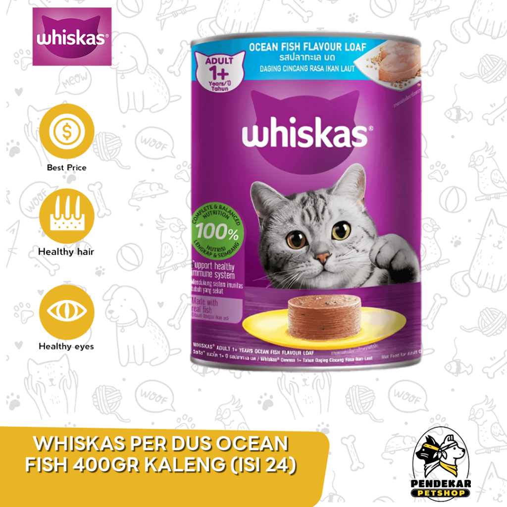 Makanan Basah Kucing Whiskas Kaleng Wetfod Grosir Dus Isi 24 PCS 400GR