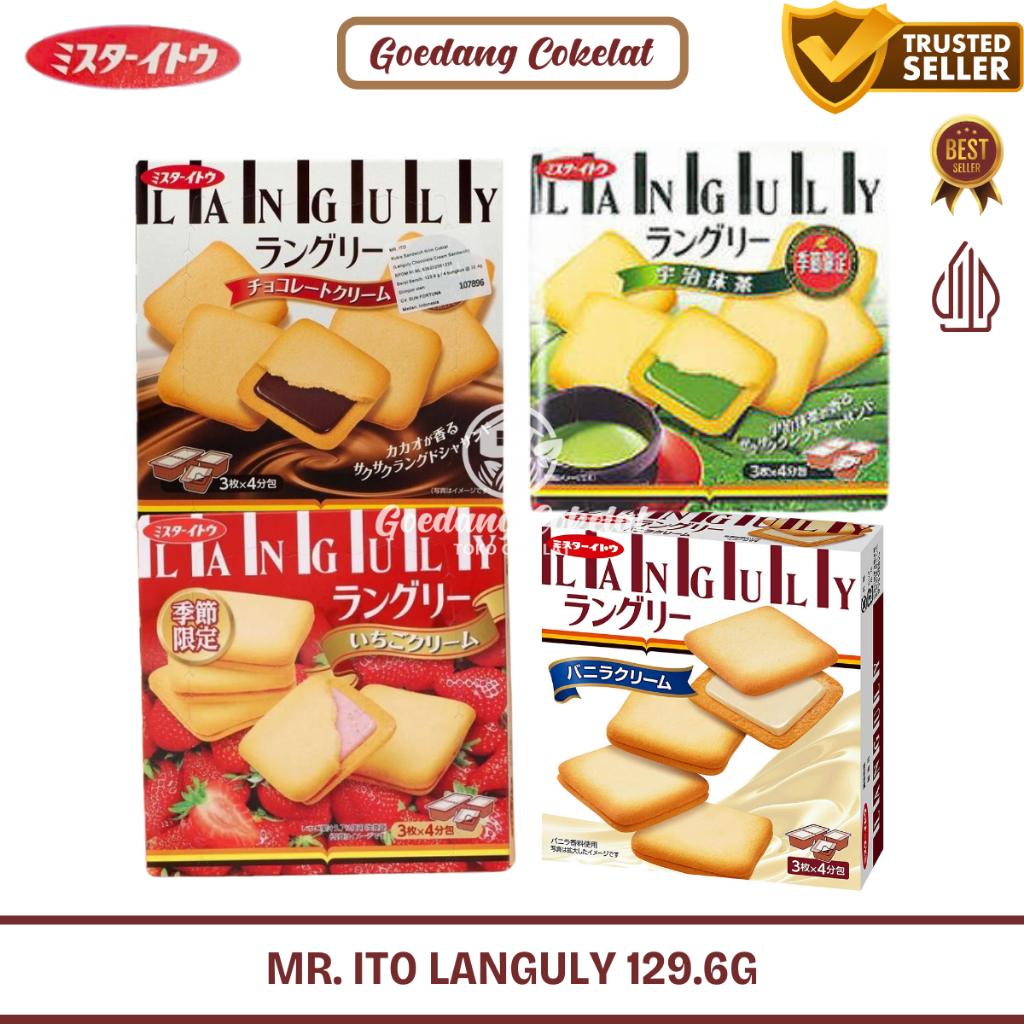 

Mr Ito Languly Vanilla Strawberry Cream Sandwich Cookies 129,6g Kukis Sandwich Krim Cokelat Stroberi Vanilla