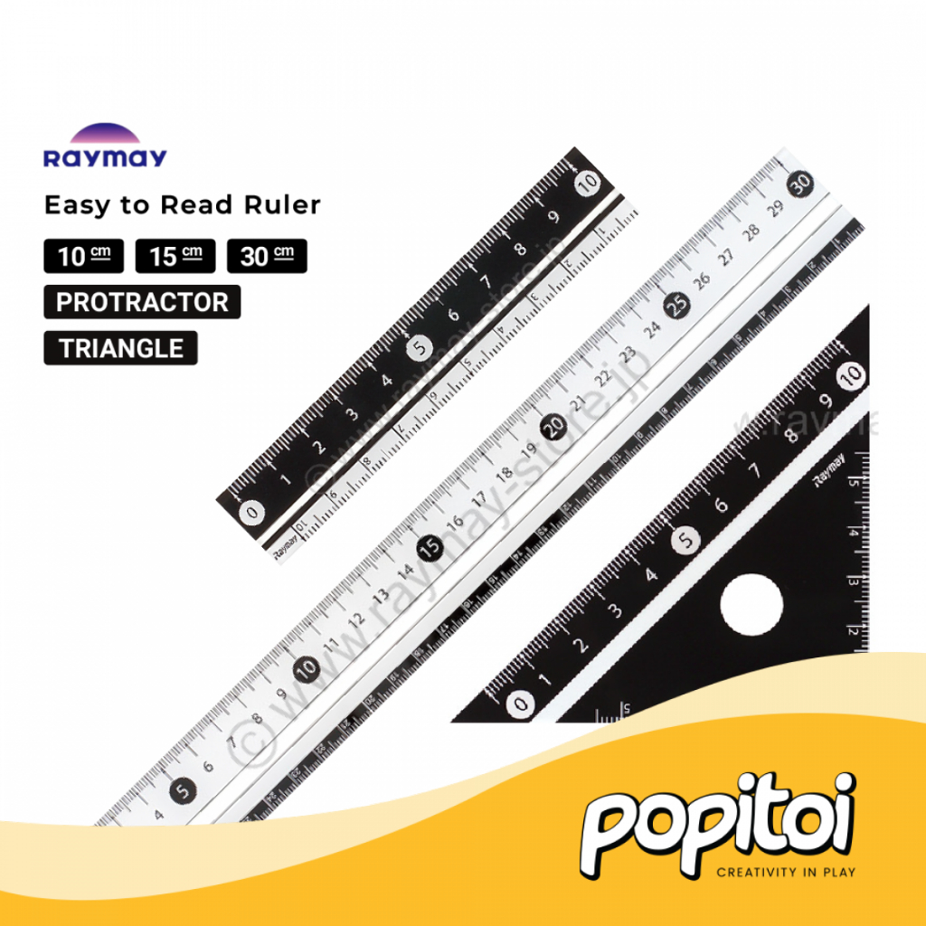 

Raymay Easy-to-Read GRID Black and White Ruler 10 15 30 36 cm Penggaris Lurus Segitiga Busur Hitam Putih Triangle