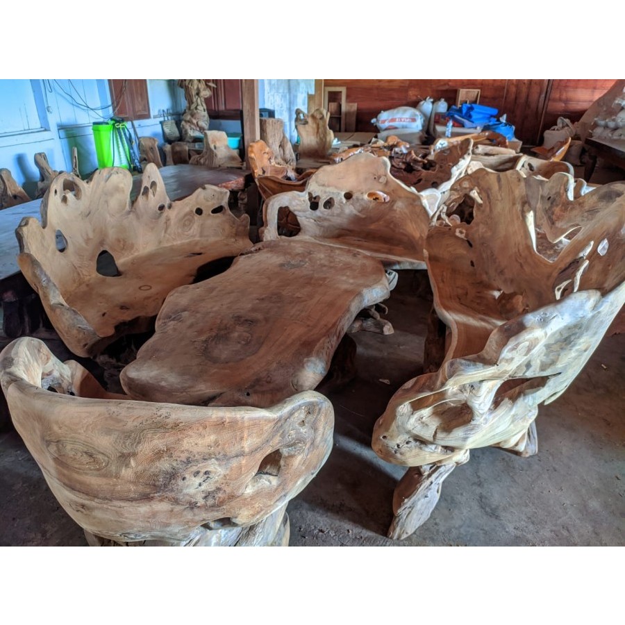 Set Sofa Kursi Meja Akar Jati Unik – Furniture Natural & Elegan
