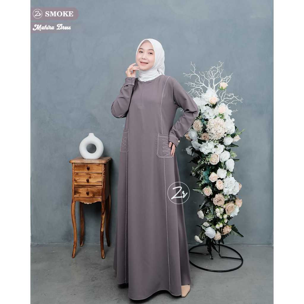MAHIRA DRESS BY ZR ABAYA DRESS BAHAN SABRINA FASHION WANITA MUSLIM MODERN