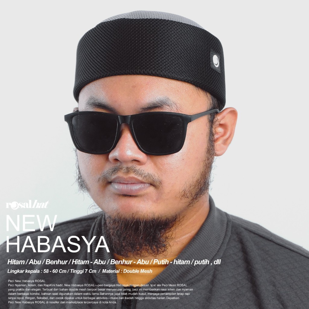 Peci New Habasya - Songkok Pria Kopiah Ikhwan Muslim Laki Laki Polos Rosalhat