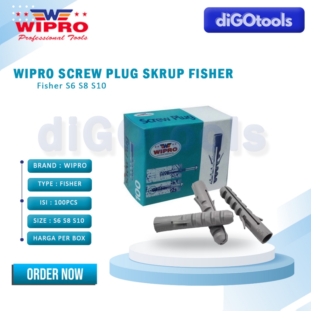 Wipro Screw Plug  S6, S8, S10 -Fisher  baut -  Sekrup Penahan Baut S6, S8, S10 -Fisher Baut Ukuran 6