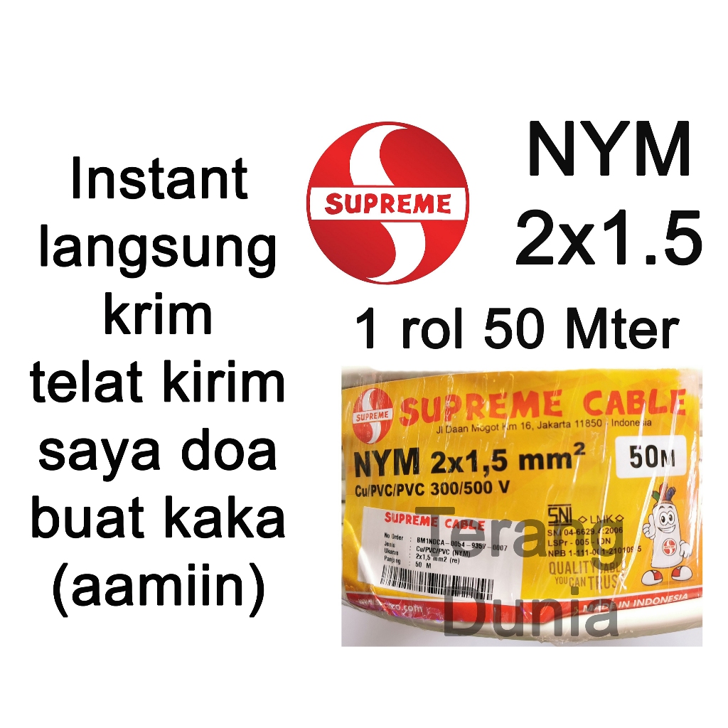 Kabel Supreme NYM 2x1.5 Kabel 2x1.5 Supreme 50meter Kabel 2x1.5 Supreme 1rol 50meter Kabel NYM 2x1.5