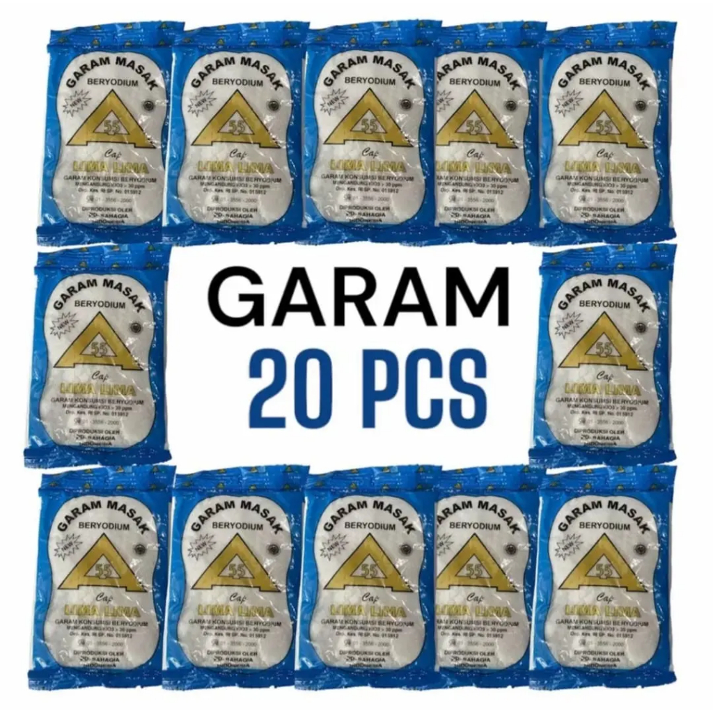 

20 Pcs Garam Dapur Halus Beryodium 100gr Cap Lima Lima/Cap Mutiara