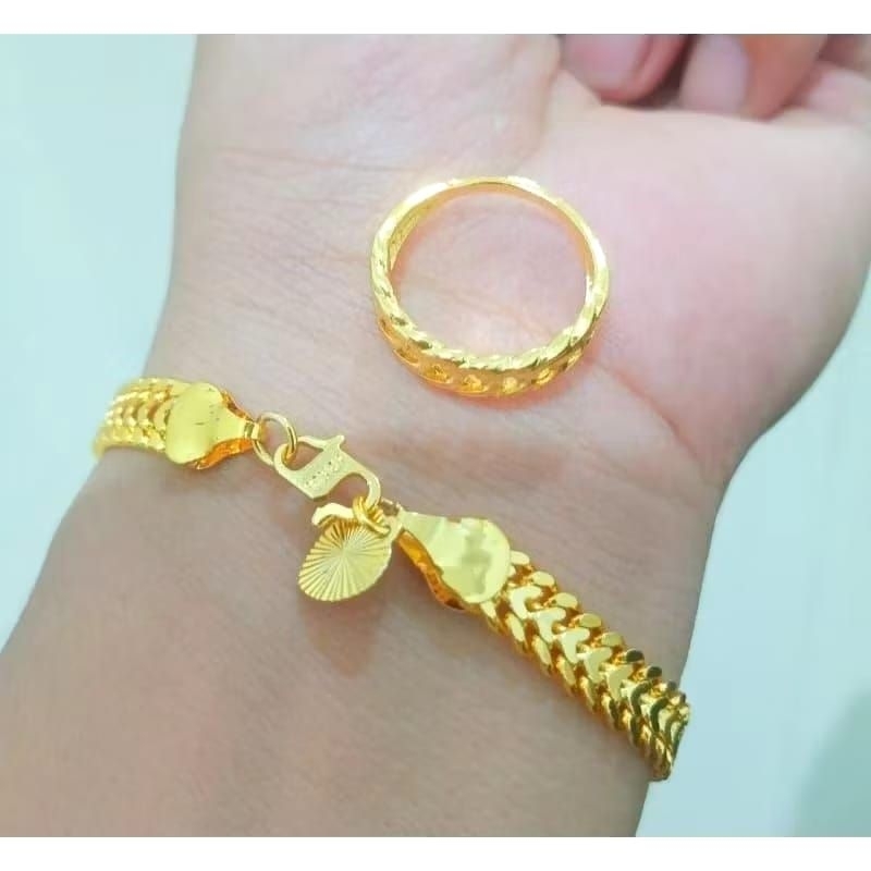Gelang tikar free cincin rantai titanium anti karat dan luntur