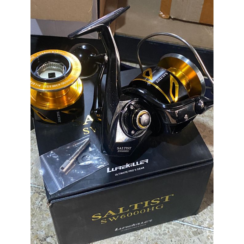 Reel Laut Lurekiller Saltist Double Spool SW 4000 5000 6000 XG HG Power Gear Metal Body Hitam List G