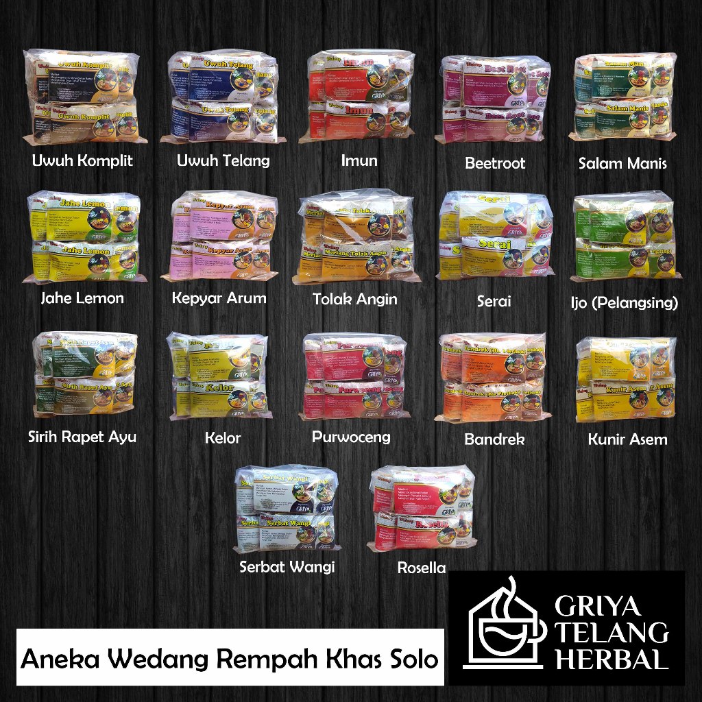 

Aneka Wedang Rempah/Uwuh Komplit Khas Solo (1 Pack Isi 10 Bungkus)