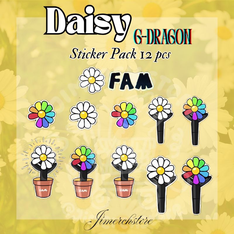 

STICKER LS DAISY Bong GD DAY-G GDRAGON FAM isi 12 pcs Stiker Pack set