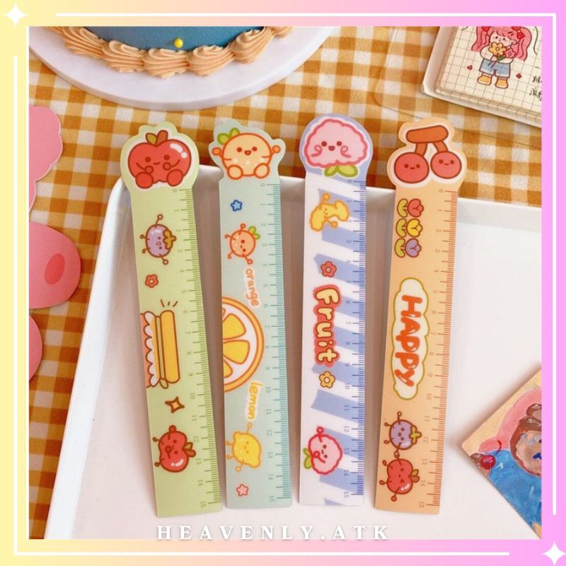

( HA ) Penggaris lucu motif buah 15 cm Penggaris anak pelajar mahasiswa penggaris funny karakter 15 cm