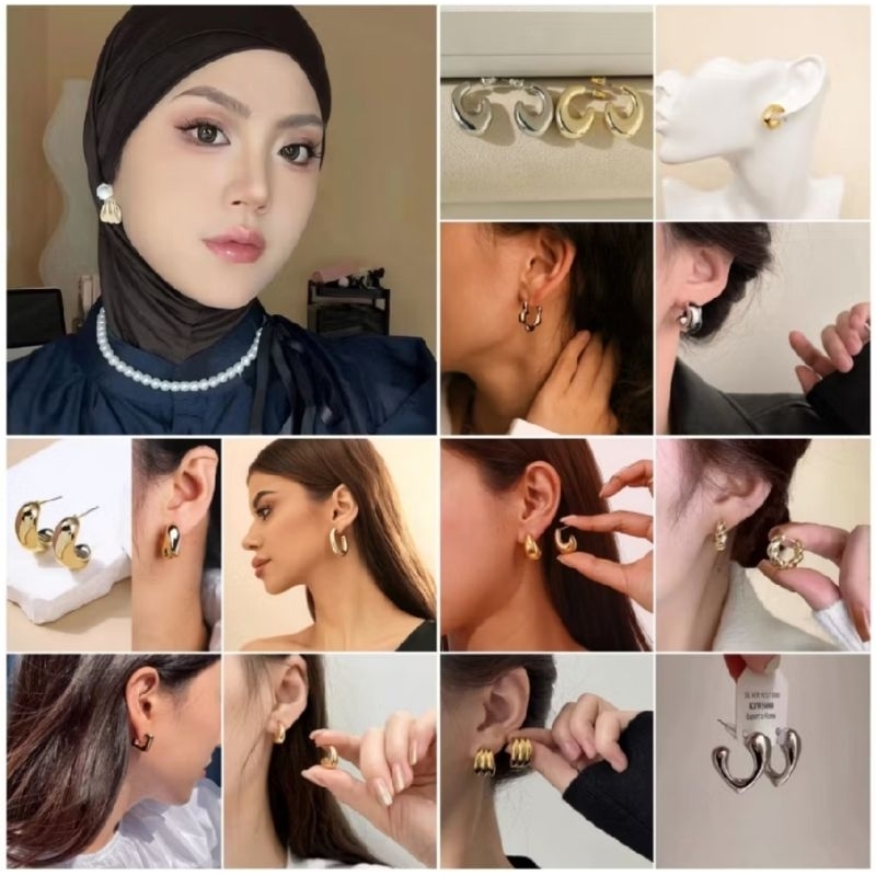 MINISO BALI | Anting Hijab / Anting Drop Air Emas / Anting Tusuk Hoop Earring / Aksesoris Fashion Wa