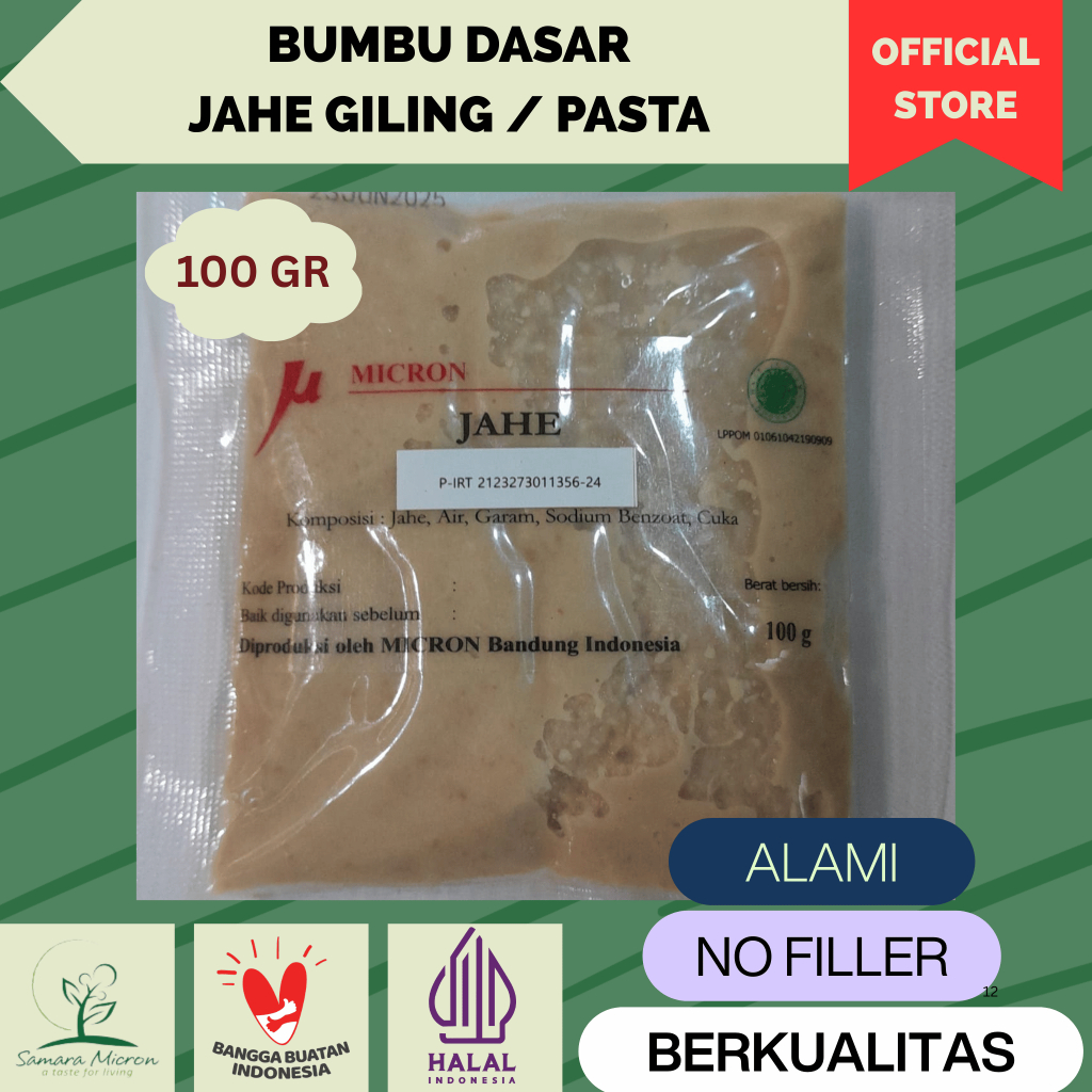 

Bumbu Dasar Samara Micron - Jahe Giling Basah / Pasta - 100 Gram