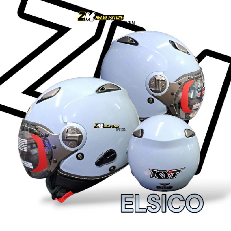 Helm Retro Classic KYT ELSICO Solid Steel blue | Half Face Retro SNI DOT ORIGINAL