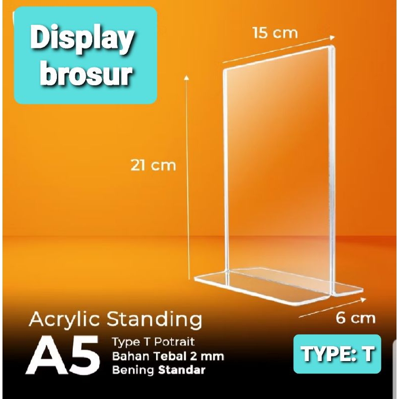

Acrylic tent card A5 Acrylic display type T