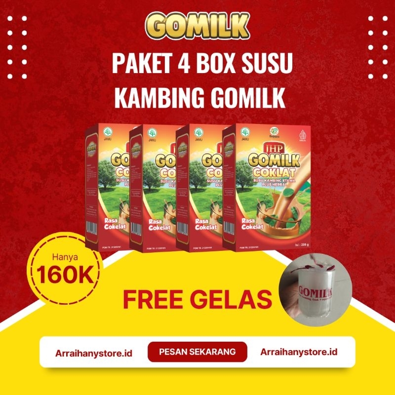 

[FREE GELAS] GOMILK SUSU KAMBING ETAWA PAKET 4 BOX