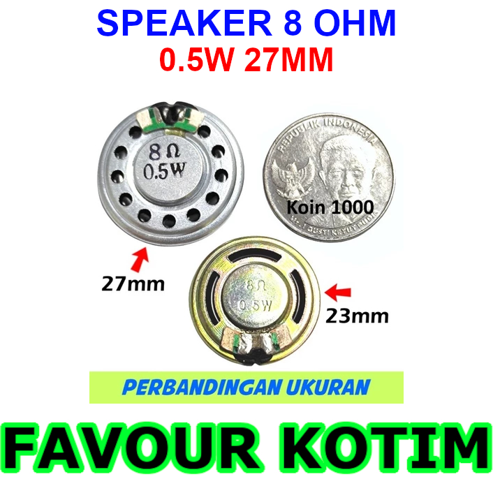 SPEAKER MINI 27MM 8 OHM 0.5W AUDIO SPEAKER KECIL BULAT TIPIS 8R FVKOTIM