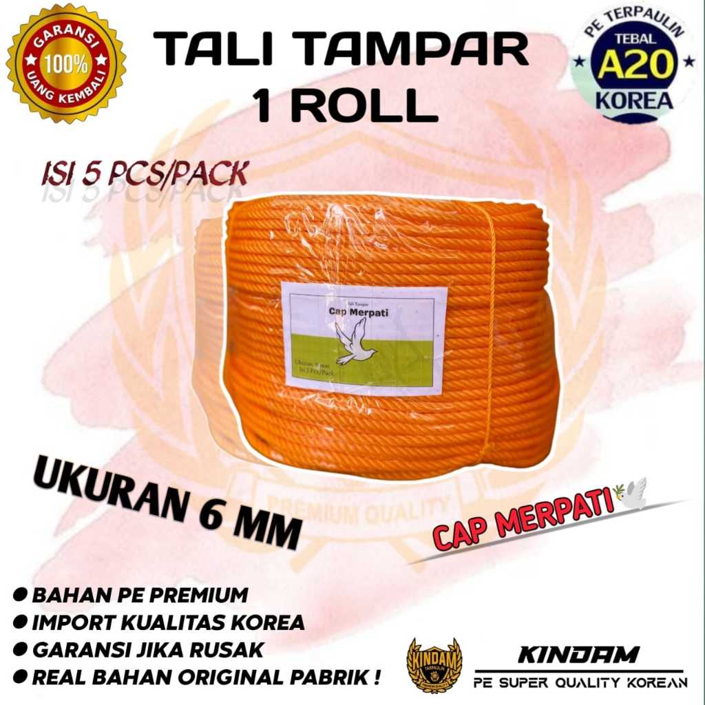 

TALI TAMPAR ROLL 6 MM CAP MERPATI KUAT DAN BERKUALITAS